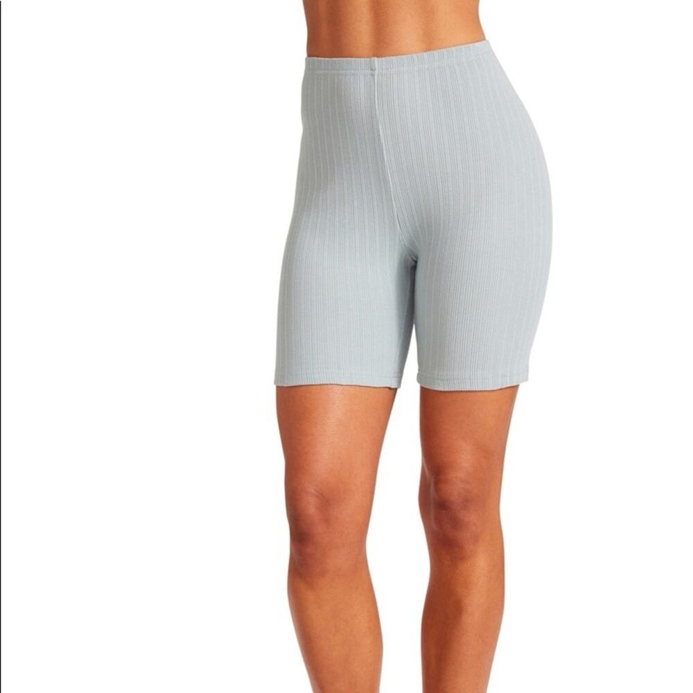 NWT BB Dakota Blue Fog Ribbed Keep Knit Simple Bicycle Shorts - Picture 1 of 6